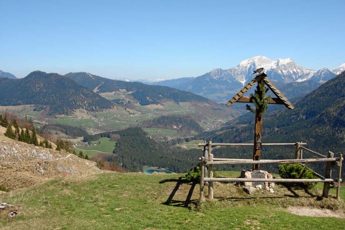 Blick von der Halsalm über Ramsau und Hintersee