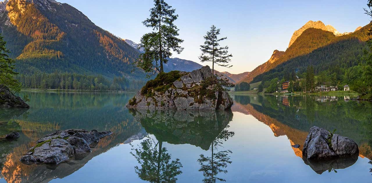 Hintersee in Ramsau mit Hochkalter und Reiteralpe