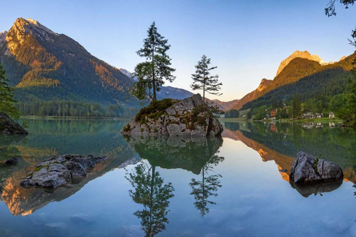 Hintersee in Ramsau mit Hochkalter und Reiteralpe